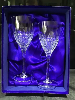 Buy 2 Royal Doulton Cut Crystal Water/ Wine Goblet’s “HELLENE” In Presentation Box! • 70£