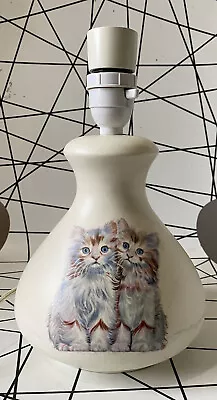 Buy Axe Vale Pottery Kitten Cat Design Table Light Lamp Made In Devon Vintage Kitsch • 39.99£