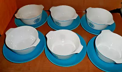 Buy Set Of 6 Vintage Johnson Bros Snowhite `Blue Moon` Soup Bowls & Saucers • 36.99£