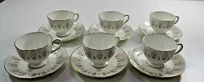 Buy Wedgwood Medina White Bone China Footed Tea Cups And Saucers: Set Of 6 #H3 • 19.99£