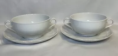 Buy AK Kaiser Cream Soup Bowl And Saucer White Romantica Double Handle W Germany • 36.44£