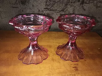 Buy Pair Of Vintage Fenton Pink Valencia Glass Candle Holders - 5   Tall • 43.43£
