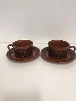 Buy Royal Worcester “ Crown Ware” Terracotta Colour Cup & Saucer Set X2 Rare Pattern • 18£