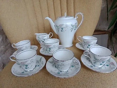 Buy Aynsley Fine Bone China Serene Pattern Coffee Set Pot, Jug And 6 Cups And Saucer • 20£
