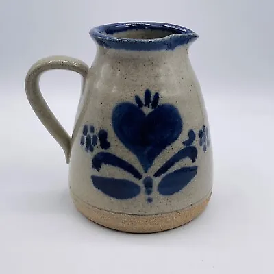 Buy VTG Pottery Syrup Creamer Pitcher Vase With Handle Handmade Stoneware Gray Blue • 32.94£