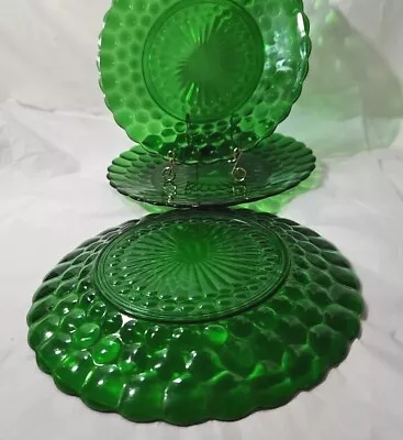 Buy Lot Of 3 Vintage Anchor Hocking Glass Bubble Green Dinner Plates 9 3/8  MCM • 32.10£