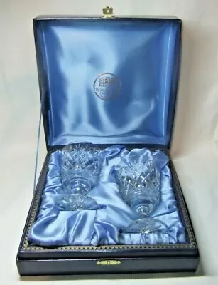 Buy Webb Crystal Wine Water Goblets Glasses Pair Warwick Cut Boxed • 19.99£