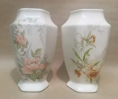 Buy 2 X Vintage Melba Ware Pottery Staffordshire England Floral Design Vase Pair • 17.99£