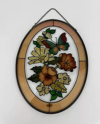 Buy Stained Glass Look Crystal Painted Window / Wall Hanging / Suncatcher  Oval • 16.58£