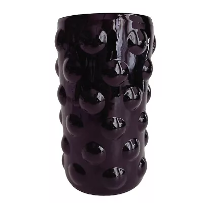 Buy Vintage Blanko Wayne Husted Dark Amethyst Purple Glass Bubble Vase 6” MCM • 81.46£