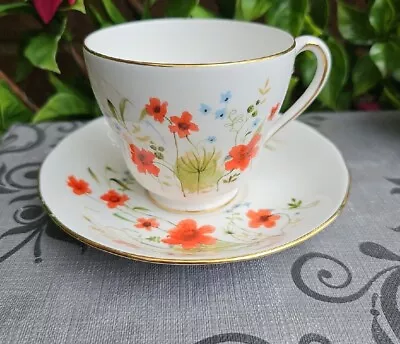 Buy Vintage Colclough Carmina Red Poppies Poppy Pear Shape Tea Cup Saucer  3¼ ×3½  • 5£
