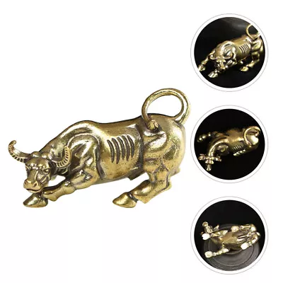 Buy Brass Bull Mini Statue Cow Cattle Keychain Feng Shui Good Luck Ornament-SO • 12.18£