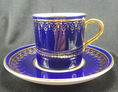 Buy Aynsley C796 Cobalt Blue And Gold Demitasse Cup & Saucer For Fisher Bruce Co • 43.23£
