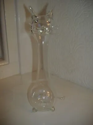 Buy Rare Vtg 1960's Art Glass Cat, Mouth Blown, Hollow, Perfect • 38.50£