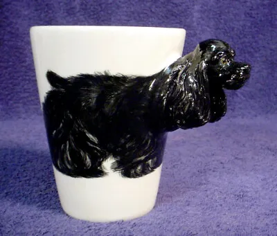 Buy Mint COCKER SPANIEL Art Pottery MUG Coffee Tea CUP Signed BLUE WITCH Black DOG • 18.97£