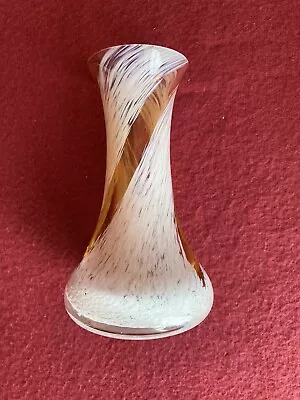 Buy Vintage Caithness Scotland. White Swirl  Glass Vase. Stunning Design And Colour • 6£