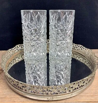 Buy Set 2 Heavy Crystal Glass Mid-Century Highball Water Glasses Tumblers~USA • 18.50£