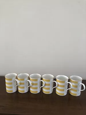 Buy Set Of 6  Yellow & White Crown Trent Fine Bone China  Mugs. • 9.99£
