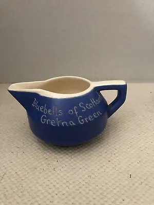 Buy Vintage New Devon Pottery Newton Abbot Blue Gretna Green Milk Cream Jug • 15£