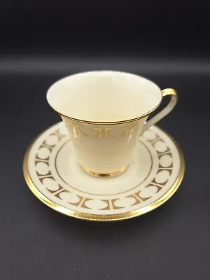 Buy Lenox China Tempo Tea Cup Saucer Set Ivory With Gold Trim Made In Usa • 14.60£