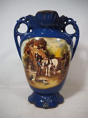 Buy Antique Victorian William Adams W A & L Pottery Mantle Vase Farm Scene 31cm • 32.99£
