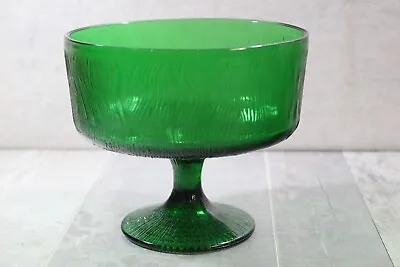 Buy NoS- 1 Vintage Hoosier Glass Emerald Green Textured Pedestal Candy Dish 6inx5in • 14.34£