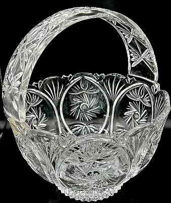 Buy Vintage Bohemian Lead Crystal Bride's Basket/Bowl 24% Lead Glass Made In Poland. • 26.88£