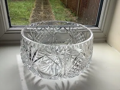 Buy Stunning Vintage Facet Cut Crystal Bevelled Topped & Sided Fruit/Trifle Bowl • 12.99£