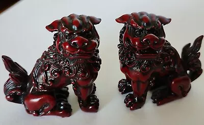 Buy CHINESE RESIN 2 X FOO DOGS ORNAMENTS 5cm (23R) • 9£