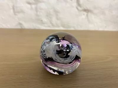 Buy Caithness Moon Crystal Glass Paperweight With Purple And White Swirls • 8£