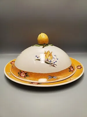 Buy Antique Cauldon England Floral Dinner Plate W/ Dome Lid Cover Figural Lemon Knob • 46.33£