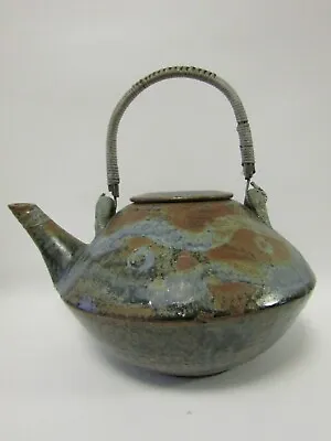 Buy 1970's Artist Signed Hand Crafted Rustic Glazed Ceramic Tea Kettle • 28.42£