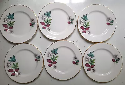 Buy Vintage Crown Royal Bone China Flower & Leaf Design Six Tea / Side Plates H76 1 • 12£