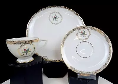 Buy FN Kistner Japan Porcelain Masonic Eastern Star 2 1/2  Cup & Saucer Trio 1905 • 54.83£