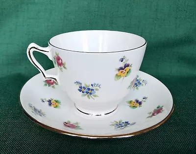 Buy CROWN STAFFORDSHIRE Rose Pansy Cup & Saucer Fine Bone China England Flowers • 19.18£