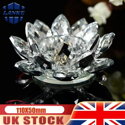 Buy Glass Crystal Lotus Flowers Candle Tea Light Holder Candlestick Ornaments Art UK • 11.96£