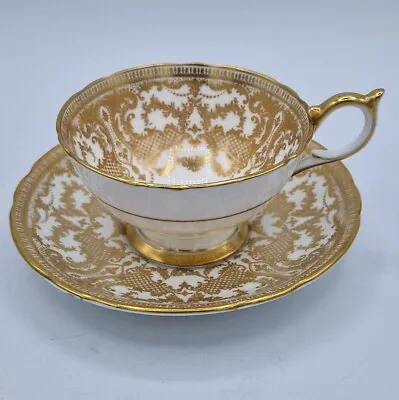 Buy Aynsley Bone China Pattern 7949 Heavy Gold Gilt Teacup & Saucer Duo • 85£