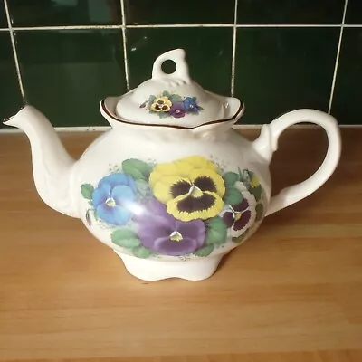 Buy Vintage Arthur Wood Staffordshire Teapot Cottage Purple Pansies Christmas Gift • 19.50£