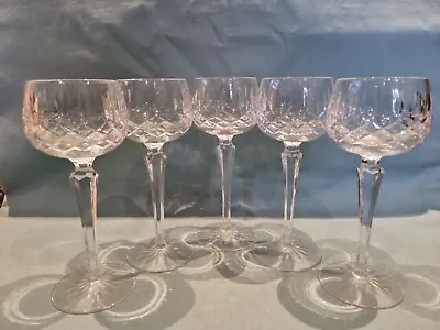 Buy Vintage Galway Irish Cut Crystal Clifden Set Of 5 Hock White Wine Glasses Rare • 79.99£