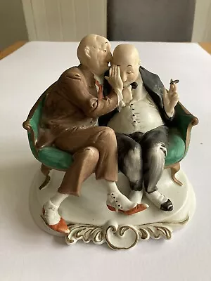 Buy Stunning Vintage Capodimonte Porcelain Figurine,   The Gossips  Two Men  • 140£