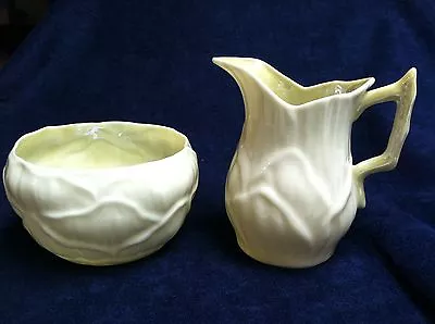 Buy Belleek Sugar And Creamer Set Lilly Pattern W/1st. Green Of 4th Mark 1946 - 55  • 38£