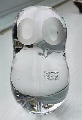 Buy Vintage Wedgewood England Clear Art Glass Owl Paperweight/Ornament NEW -C14 • 19.99£