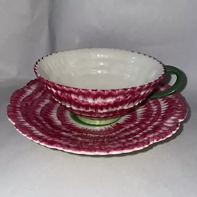 Buy Laura Ashley Flower Tea Cup And Saucer Purple/Green Ruffled Bands • 17.99£