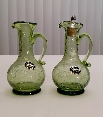 Buy Vintage Kanawha Crackle Glass Syrup Pitchers Labeled 1 Stopper • 19.45£