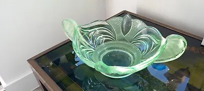 Buy Antique/Vintage Green Uranium Glass Fruit/dish Bowl • 140£