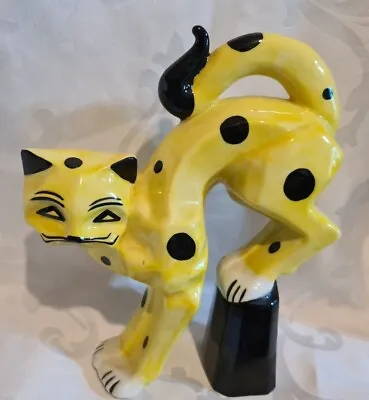 Buy Very RARE Early Lorna Bailey Cat Yellow Polka LEAPING Signed In Black • 70.99£