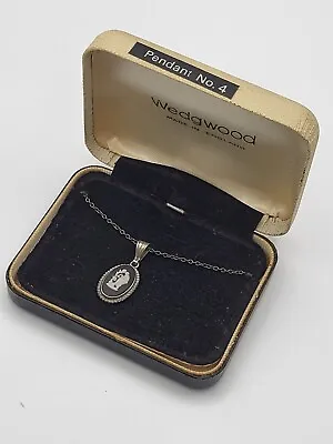 Buy Wedgewood Black Jasper Ware Necklace With Original Box Pendant Number 4 • 32.99£