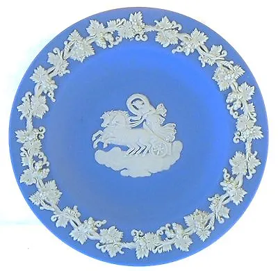 Buy Vintage Jasperware Wedgwood Blue Chariot Horse Plate Grape Vine 11cm C1920s • 13£