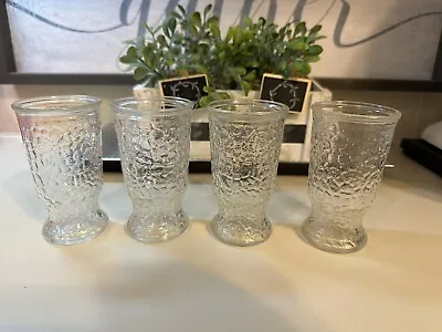 Buy 4 Crackled Glass Juice Glasses Tumblers 4  Glass Vintage • 26.03£