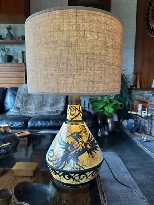 Buy Vintage 1960s Celtic Pottery Newlyn Large Bird / Dragon Lamp Base • 135£